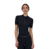 Polo de treino feminino Equestro Ridertechnology manga curta e fecho de correr - Preto