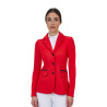 Casaco de competição feminino Equestro Ridertechnology com costuras seladas a quente - Vermelho risco elevado