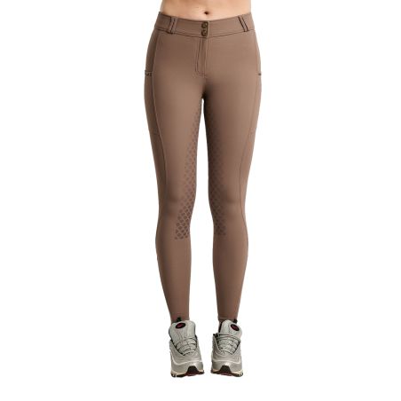 Calças de Montar MOVeronica Golden Quartz Crystaltape com bolsos para telemóvel Nougat Brown F/G Montar