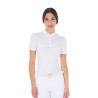 Polo de concurso feminino slim fit em tecido perfurado com zíper Equestro mulher - Branco / madressilva