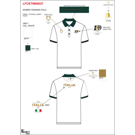 Polo feminino de treino três botões Equestro X Fise 100 mulher