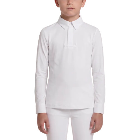 Camisa de concurso menino clássica mangas compridas branca tamanho 160 criança