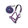 Conjunto de cabresto com mosquetão Manchester HKM - Magenta