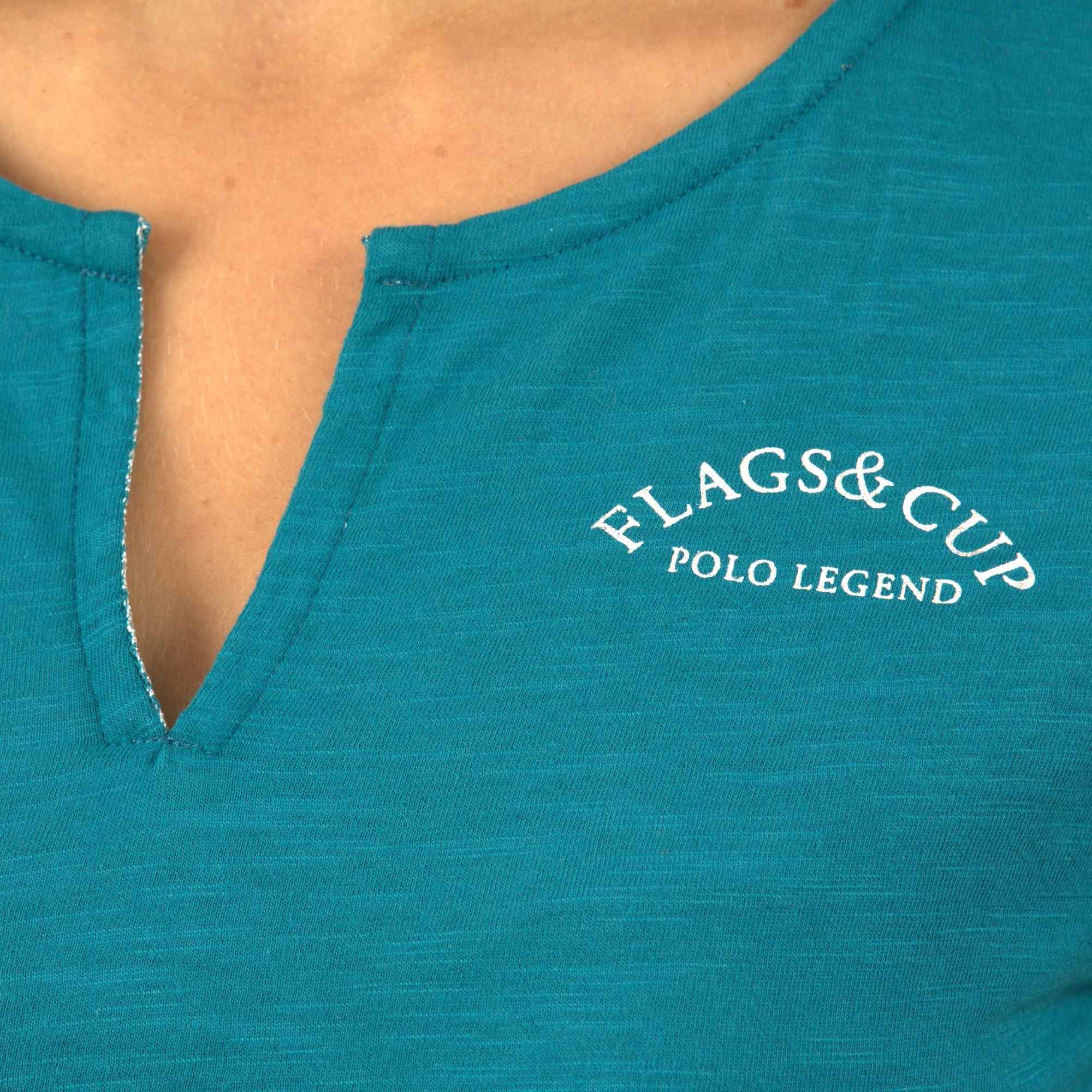 T-Shirt Feminino Ocana Flags & Cup Azul esmeralda