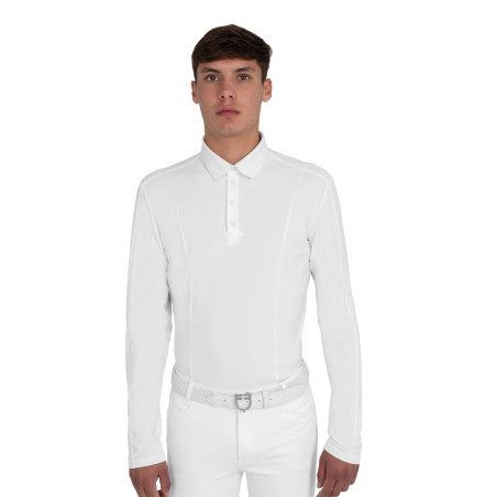 Polo de concurso masculino com inserções em mesh e em canelado Equestro homem