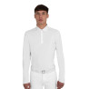 Polo de concurso masculino com inserções em mesh e em canelado Equestro homem - Branco