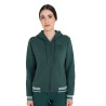Sweatshirt feminina com capuz e fecho frontal Equestro mulher - Verde pinheiro / cinza ardósia