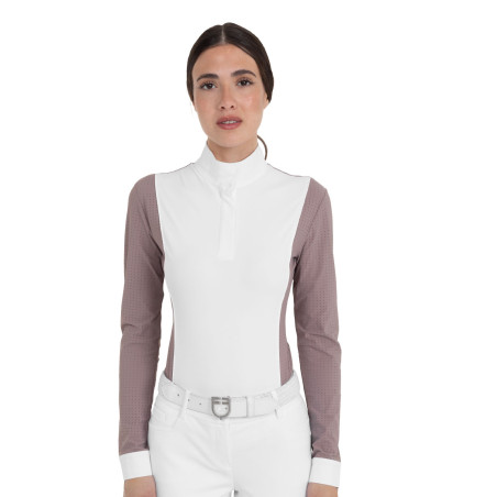 Polo de concurso feminino de manga comprida perfurada Equestro mulher