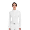Polo de concurso feminino de manga comprida perfurada Equestro mulher - Branco