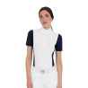 Polo de concurso feminino de manga curta com inserções em malha Equestro mulher - Blazer marinho