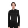Polo de treino feminino de manga comprida com estampa monograma Equestro mulher - Preto