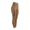 Leggings feminina de cintura alta em tecido técnico monograma Equestro mulher - Castanho tabaco