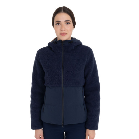 Casaco acolchoado feminino com inserções em teddy Equestro mulher