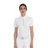 Polo de concurso feminino de manga curta com strass Equestro mulher - Branco