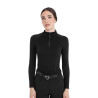 Polo de treino feminino em malha técnica com zíper Equestro mulher - Preto