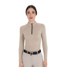 Polo de treino feminino em malha técnica com zíper Equestro mulher - Calçamento de paralelepípedos