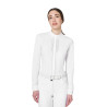 Polo de concurso feminino estilo camisa com strass Equestro mulher - Branco