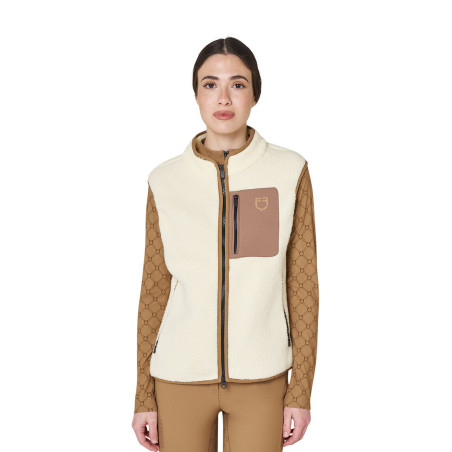 Colete feminino em lã teddy com bolso frontal Equestro mulher