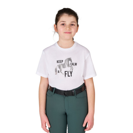 T-shirt menina Keep Calm & Fly em algodão Equestro criança