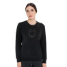Sweatshirt feminina gola careca em fleece Equestro mulher - Preto