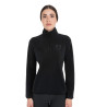 Moletom feminino gola alta em fleece com zíper 3/4 Equestro mulher - Preto