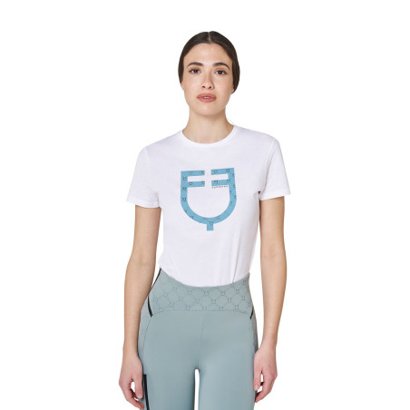 T-shirt feminina com logótipo monograma efeito veludo Equestro mulher