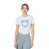 T-shirt feminina com logótipo monograma efeito veludo Equestro mulher - Branco / cinzento-ardósia