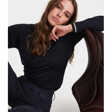 Polo de equitação em lã merino para mulher Merinos Horse Pilot