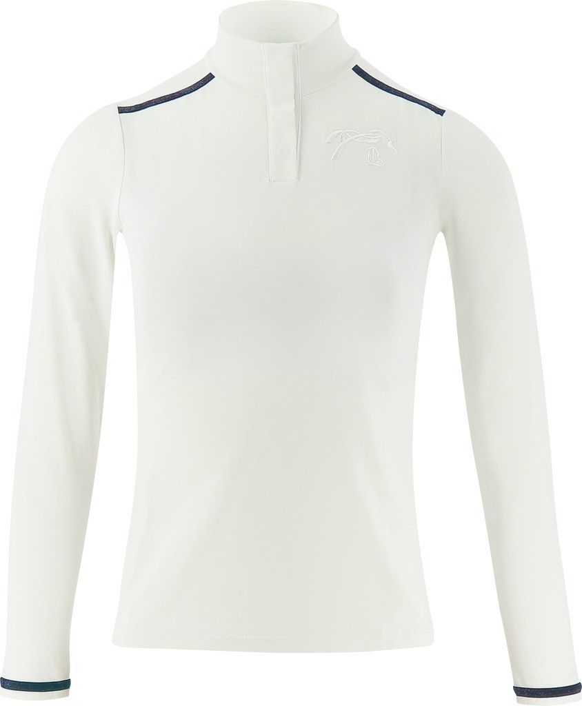 Polo de competição Pénélope Bruges de mangas compridas Branco / fita azul branca vermelha