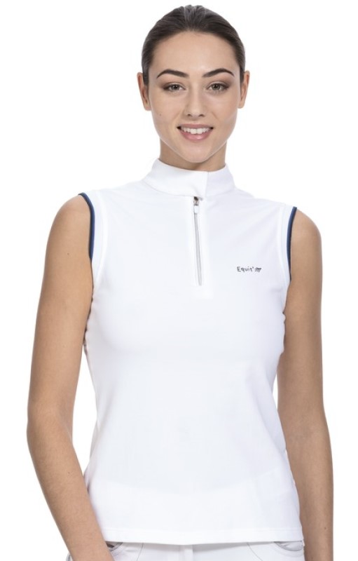 Polo de competição Equit'M sem mangas feminino Branco