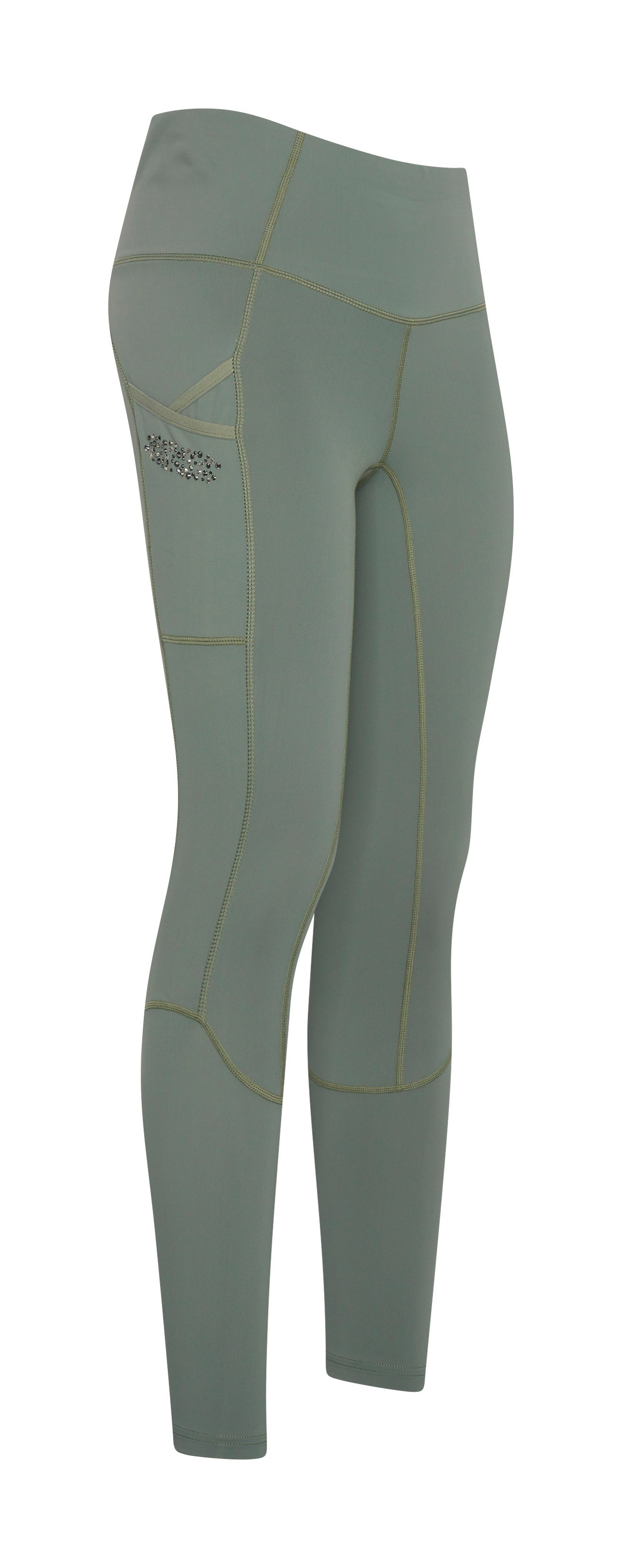 Legging de equitação Euro-Star Breez Summer FullGrip Castor cinzento Verde