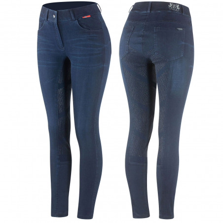 Calça de equitação jeans com grip de silicone integral Elle mulher B Vertigo