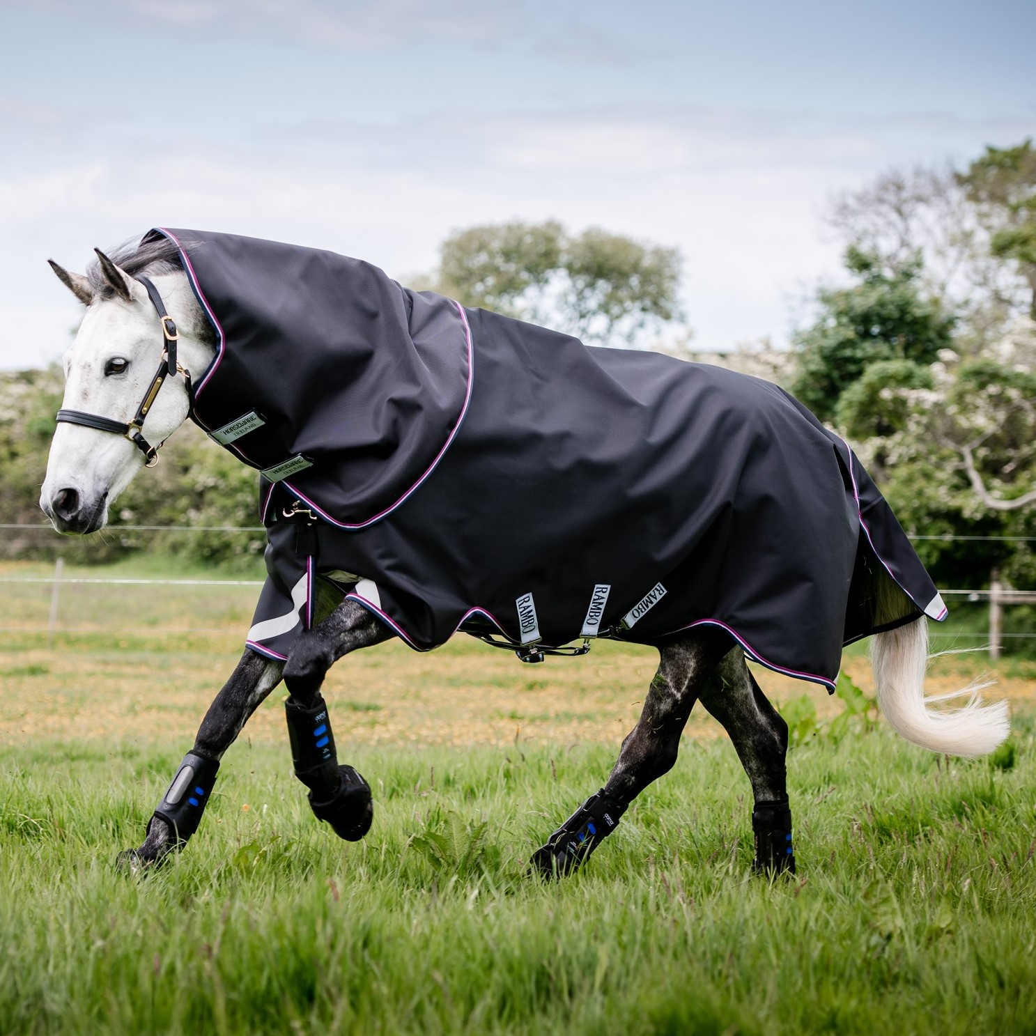 Cobertura Horseware Rambo Supreme 1680D Turnout 0g Marinho / bordô Azul