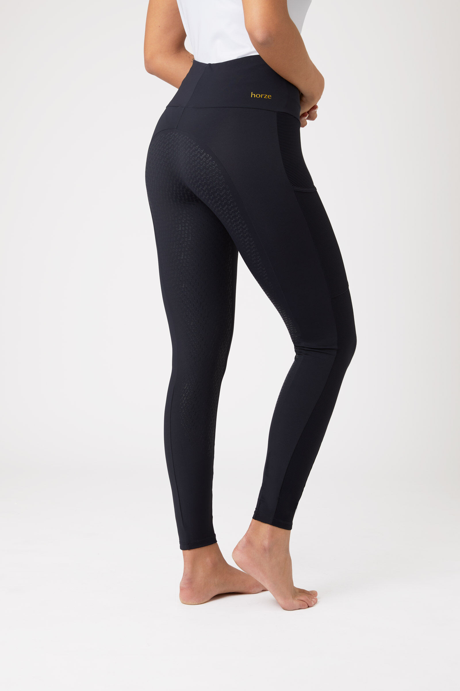 Legging Horze Mathilde com fundo de silicone feminino Azul-marinho escuro