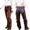 Chaps western Lakota de camurça com franjas - Preto