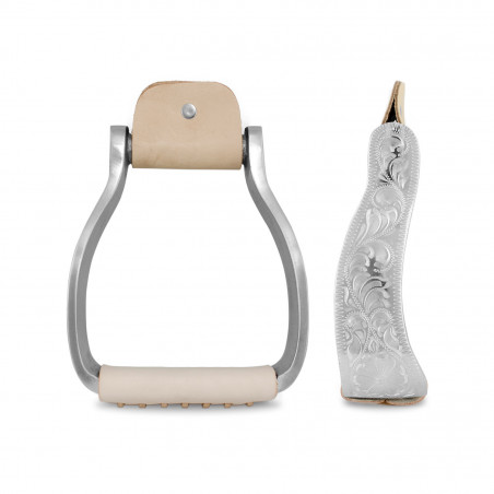 Estribos western Lakota de alumínio e couro