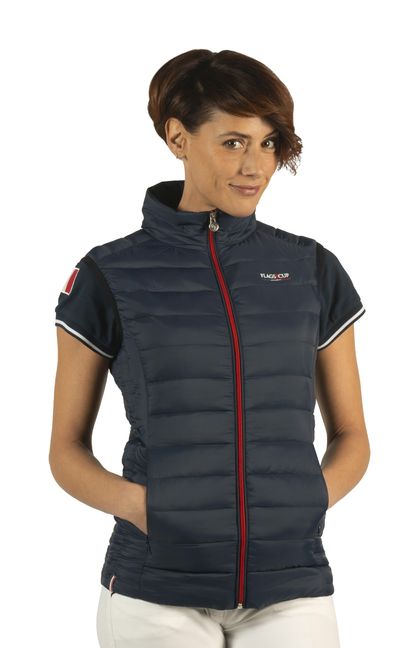 Colete feminino sem mangas France Collection Flags & Cup Azul-marinho