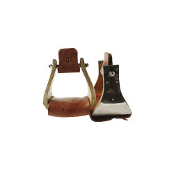 Estribos western de madeira com apoio para os pés de metal de 5 polegadas Pool's fabricados nos EUA