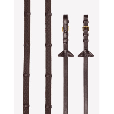 Rendas de borracha macia com paradores LeMieux Havana / latão Castanho Rendas de borracha macia com paradores LeMieux Havana / latão Castanho