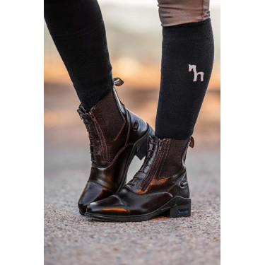 Botas Horze couro Horze Kingston zíper duplo feminino Botas Horze couro Horze Kingston zíper duplo feminino