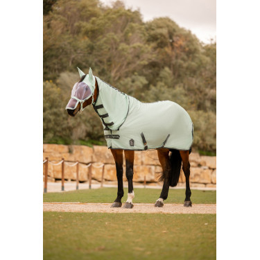 Cobertura anti-moscas Horze Paso Fino com pescoço removível e proteção UV Riacho verde Cobertura anti-moscas Horze Paso Fino com pescoço removível e proteção UV Riacho verde