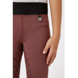 Legging de equitação com silicone Horze Leighton Juvenil com culote completo e forro quente Ruão vermelho