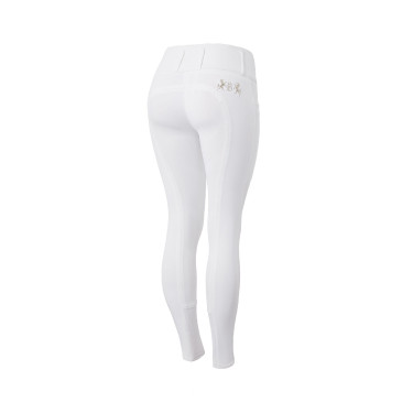 Calça de equitação com grip integral Meghan B Vertigo cintura alta feminina Branco