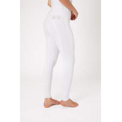 Calça de equitação com grip integral Meghan B Vertigo cintura alta feminina Branco