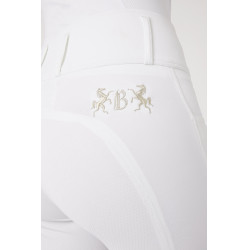 Calça de equitação com grip integral Meghan B Vertigo cintura alta feminina Branco