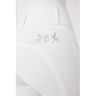 Calça de equitação com grip integral Meghan B Vertigo cintura alta feminina Branco