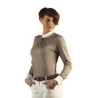 Polo Kavala feminino de mangas compridas Flags & Cup  Cinzento-acastanhado Castanho