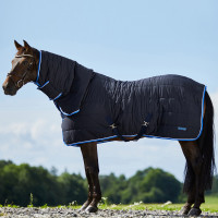 Capa de estábulo com forro Horze Glasgow com cobertura de pescoço 250 g Azul escuro