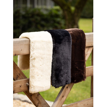 Capa de cilha de adestramento LeMieux Simuwool de enfiar Natural Castanho