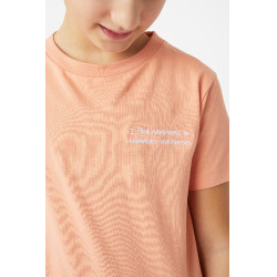 Camiseta Calina com bordado Horze infantil Rosa camarão Camiseta Calina com bordado Horze infantil Rosa camarão